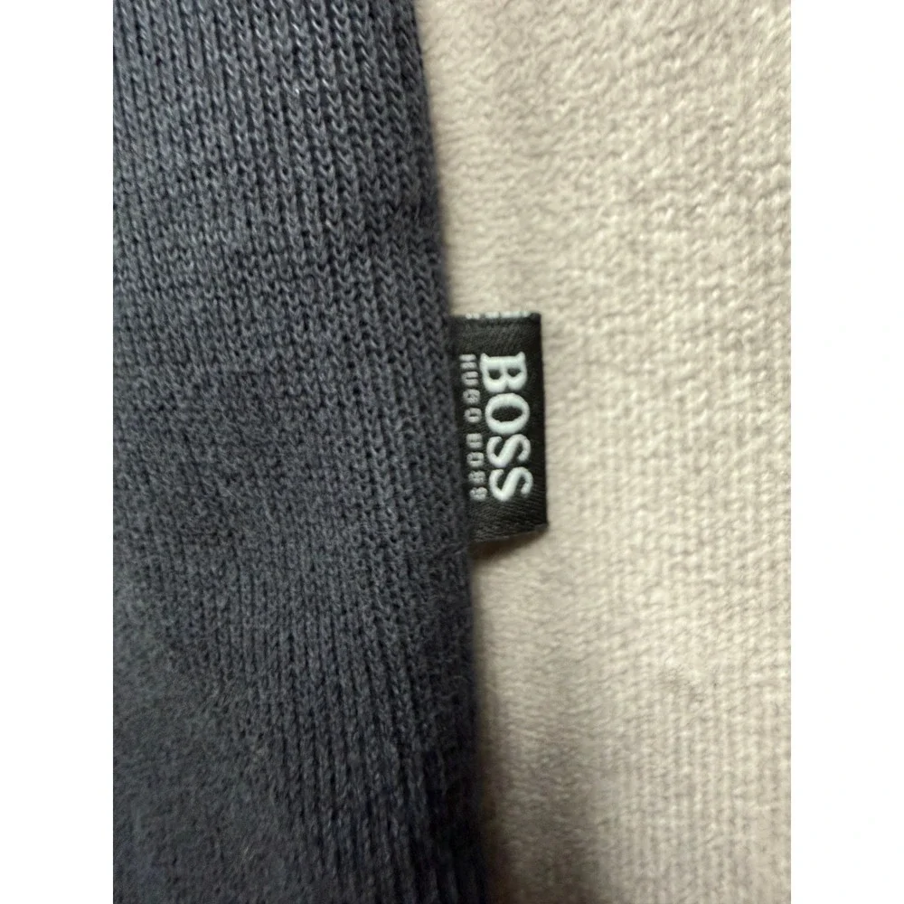 Hugo Boss Mens L Regular Fit Quarter Zip Pullover Black Shoulder Overlay Sweater
